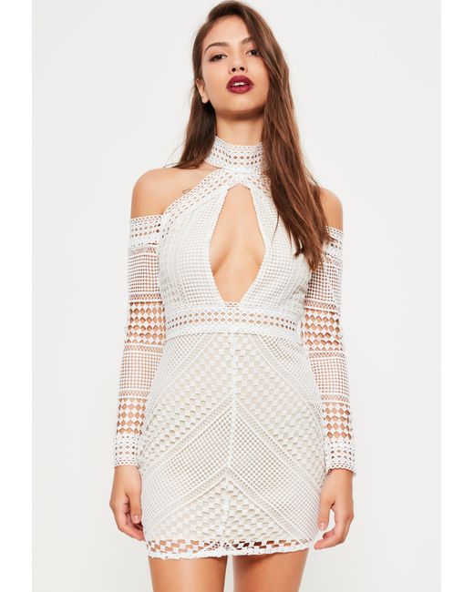 womens white cold shoulder dress