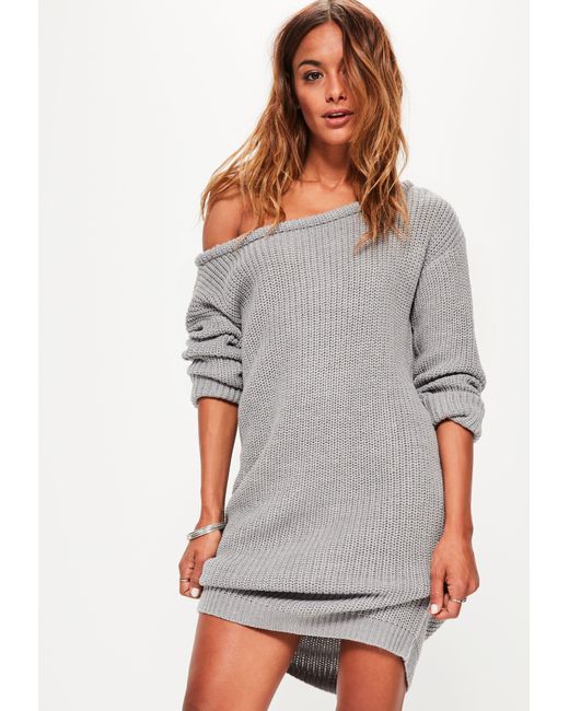 grey sweater dress off the shoulder