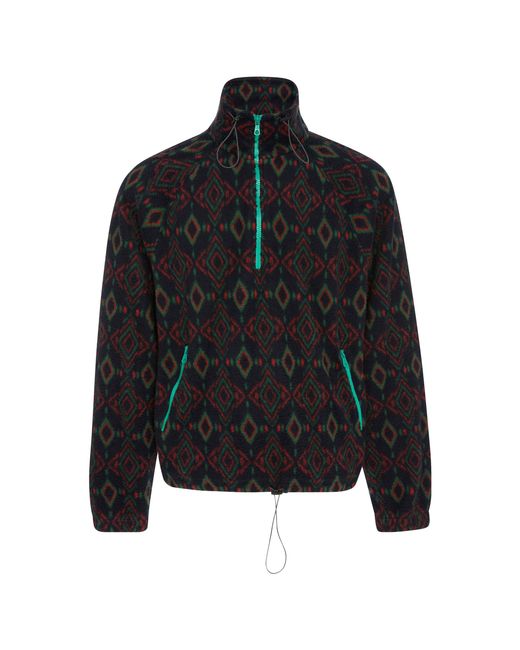 Lanvin - Blue Half-zip Jacquard Fleece Jacket for Men - Lyst
