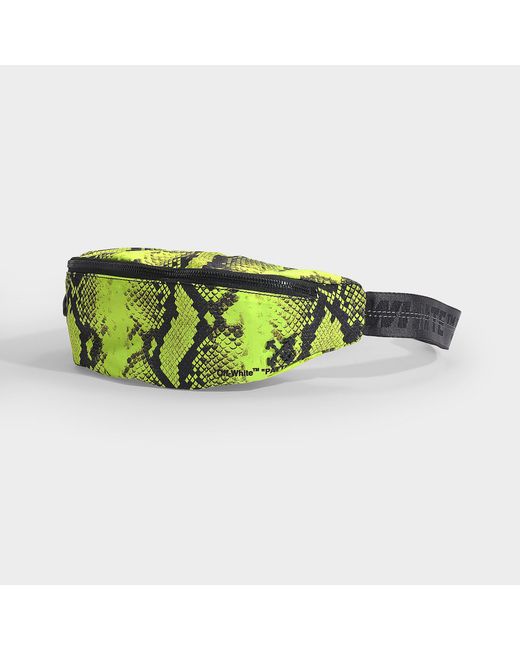 Off-White c/o Virgil Abloh Python Fanny Pack In Neon Yellow Python Printed Leather - Lyst