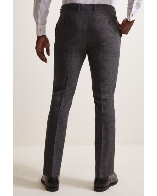 DKNY Wool Slim Fit Charcoal Check Trousers in Gray for Men Lyst