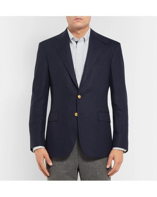 Lyst - Polo Ralph Lauren Navy Slim-fit Brushed-wool Twill Blazer in ...