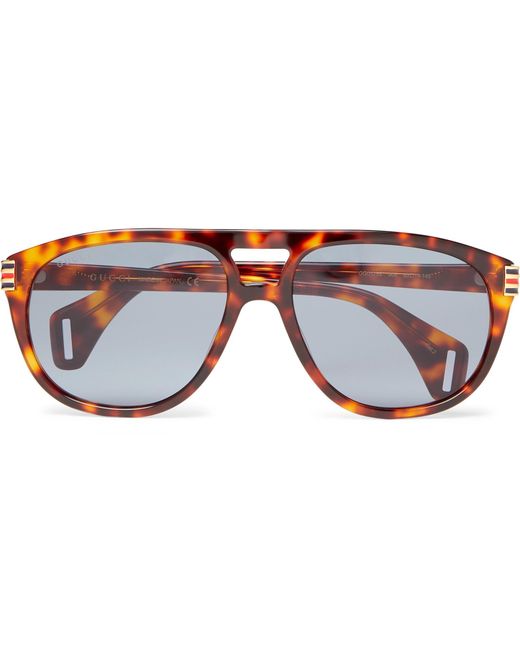 Gucci Aviator Style Tortoiseshell Acetate Sunglasses For Men Lyst