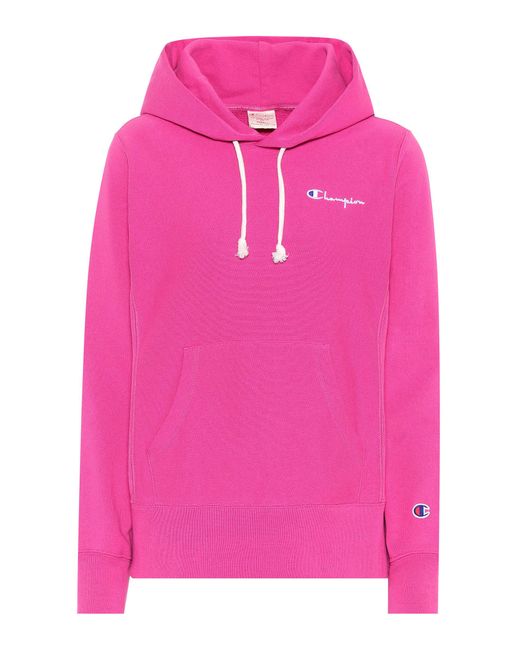 Lyst - Champion Cotton Hoodie in Pink