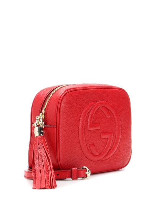 gucci soho small leather disco bag red