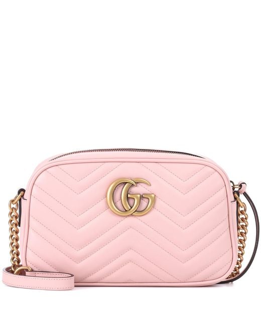 Lyst - Gucci Gg Marmont Leather Crossbody Bag in Pink