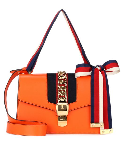 Lyst - Gucci Sylvie Leather Shoulder Bag in Orange