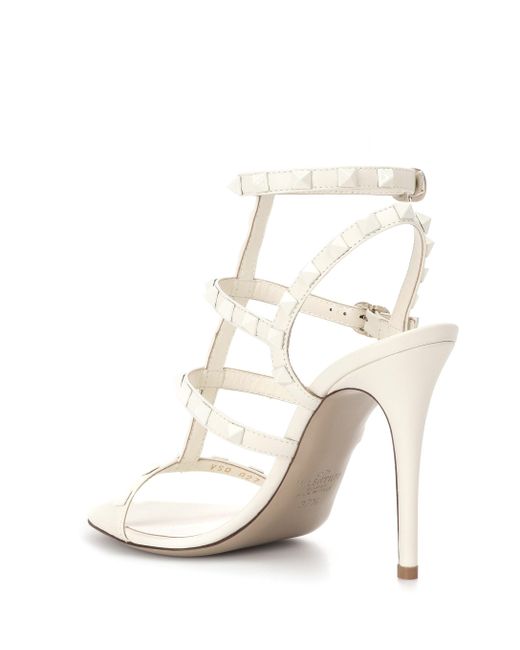 Valentino Rockstud Leather Sandals in White - Lyst