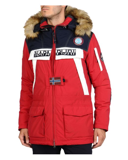 Napapijri Mid-length Jacket in Red for Men | Lyst