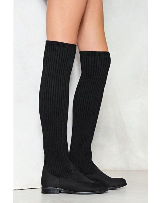 ribbed over the knee boots