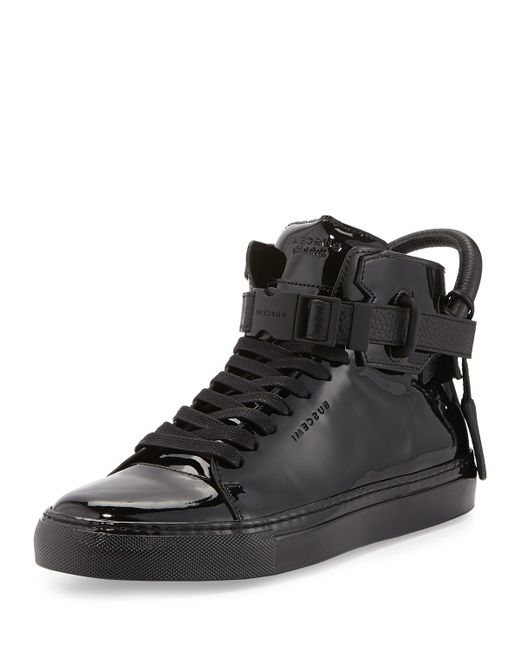 Buscemi 100mm Patent Leather High-top Sneaker in Black for Men | Lyst
