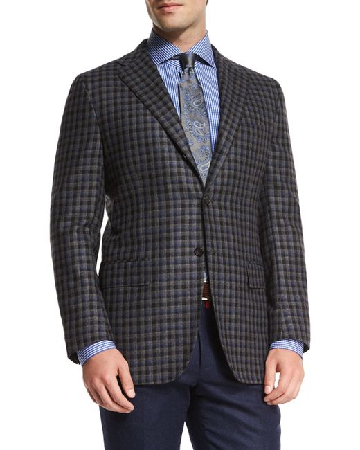 Kiton Cashmere Check Sport Coat in Gray for Men (GREY/BLACK CHECK) | Lyst