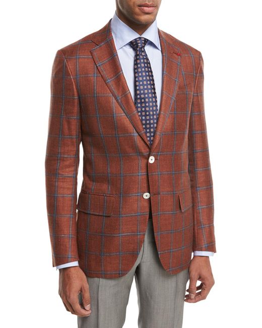 Lyst - Isaia Sanita Plaid Two-button Sport Coat in Brown for Men