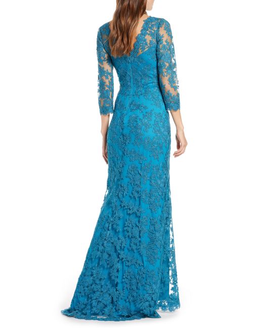 corded embroidered lace gown tadashi shoji