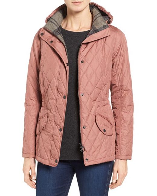 Barbour Millfire Hooded Quilted Jacket in Pink - Save 10% | Lyst