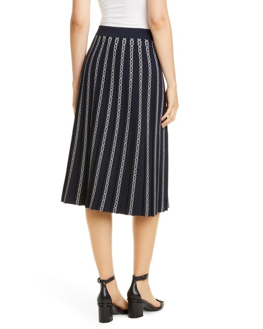 Tory Burch Gemini Link Pleated Jacquard Skirt in Blue - Save 2% - Lyst