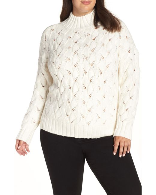 Download Lyst - Vince Camuto Texture Stitch Mock Neck Sweater in White