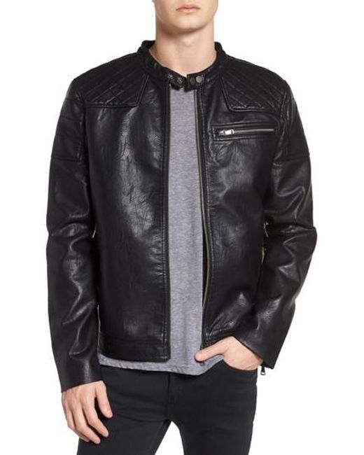 Topman Washed Faux Leather Racer Jacket In Black For Men Lyst Topman Black Washed Faux Leather Racer Jacket For Men Lyst