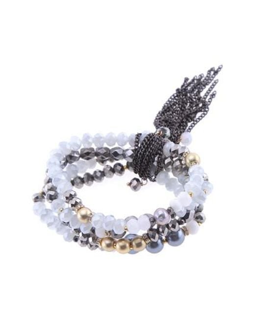 Nakamol Crystal Freshwater Pearl Stretch Bracelet In White Lyst Nakamol White Crystal Freshwater Pearl Stretch Bracelet Lyst