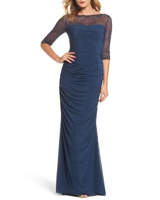 ruched jersey gown