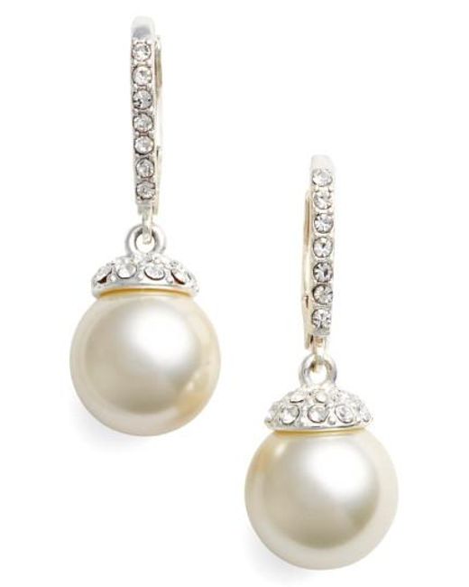 Lyst Givenchy Imitation Pearl Drop Earrings In Metallic Givenchy Metallic Imitation Pearl Drop Earrings Lyst