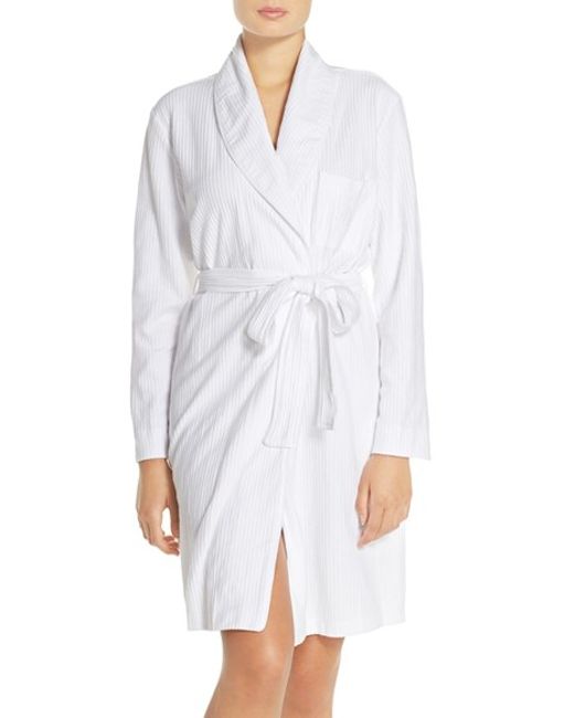 Lauren by ralph lauren Seersucker Cotton Robe in White | Lyst