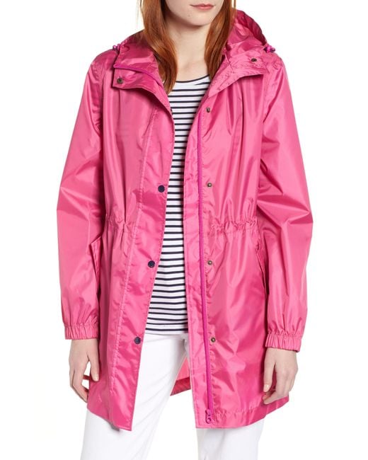 Joules Right As Rain Golightly Packable Waterproof Hooded Jacket, Pink