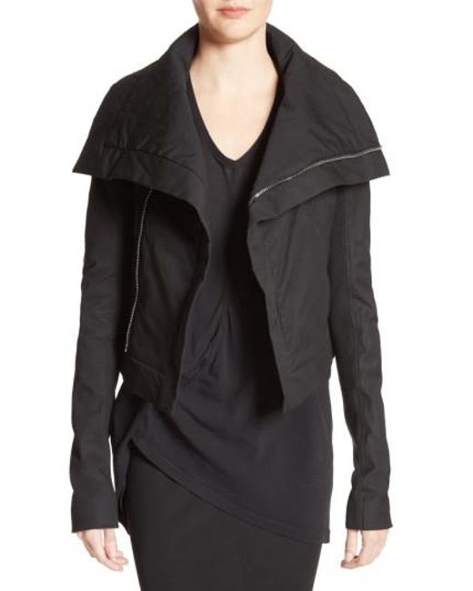 Lyst Rick Owens Stretch Cotton Biker Jacket In Black Rick Owens Black Stretch Cotton Biker Jacket Lyst