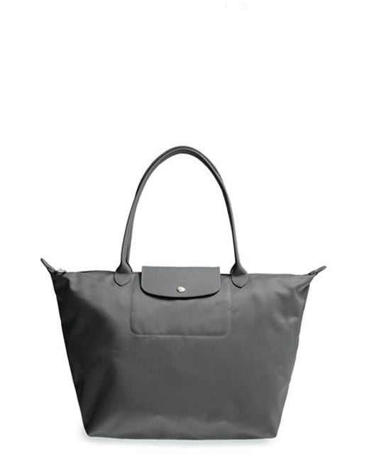 Longchamp 'large Le Pliage Neo' Nylon Tote in Gray | Lyst