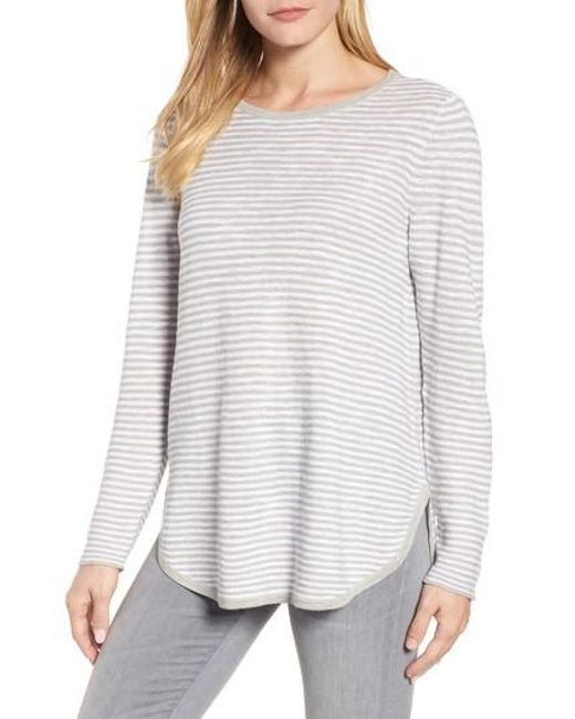 Lyst - Eileen fisher Stripe Organic Linen & Cotton Sweater in White