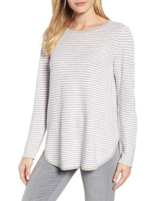 Lyst Eileen fisher Stripe Organic Linen & Cotton Sweater in White