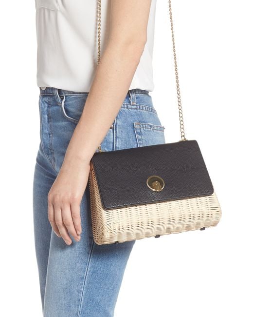 Ted Baker Elava Wicker & Leather Crossbody Bag in Black - Lyst