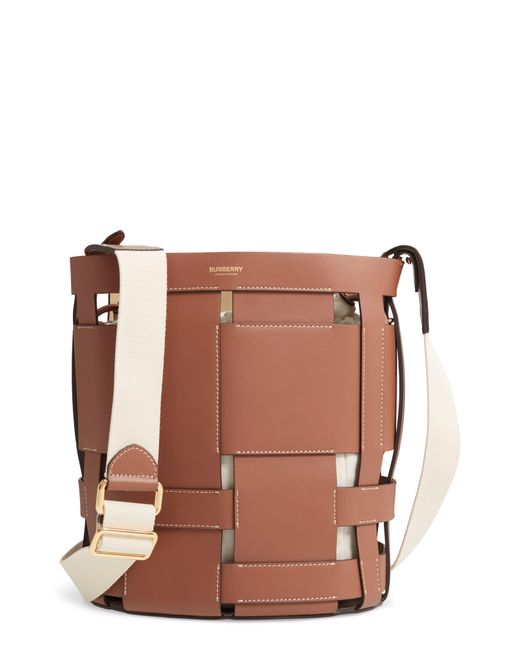 Burberry Small Leather Foster Bucket Bag in Brown - Lyst