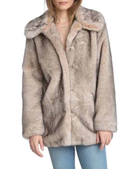 Lyst - Avec les filles Faux Fur Swing Coat in Natural