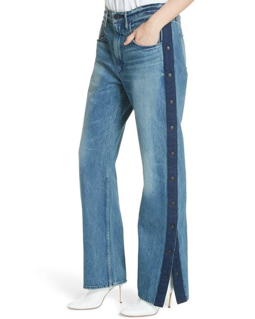 Lyst 3x1 Joy Side Snap Wide Leg Jeans (riva) in Blue Save 67