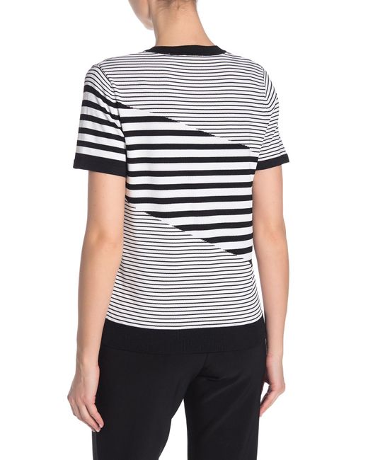 T Tahari Short Sleeve Crew Neck Multi Stripped T-shirt - Lyst