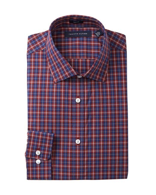 Tommy hilfiger Plaid Howard Slim Fit Dress Shirt for Men | Lyst