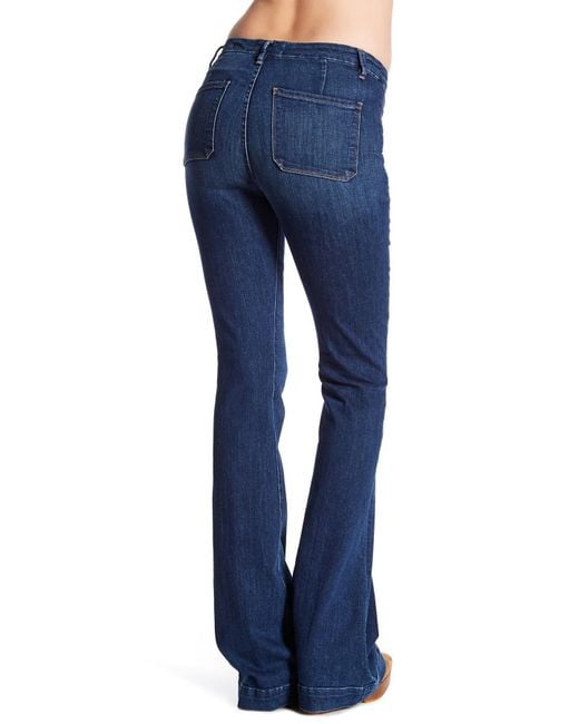 Frame Le High Patch Pocket Flared Jean in Blue | Lyst