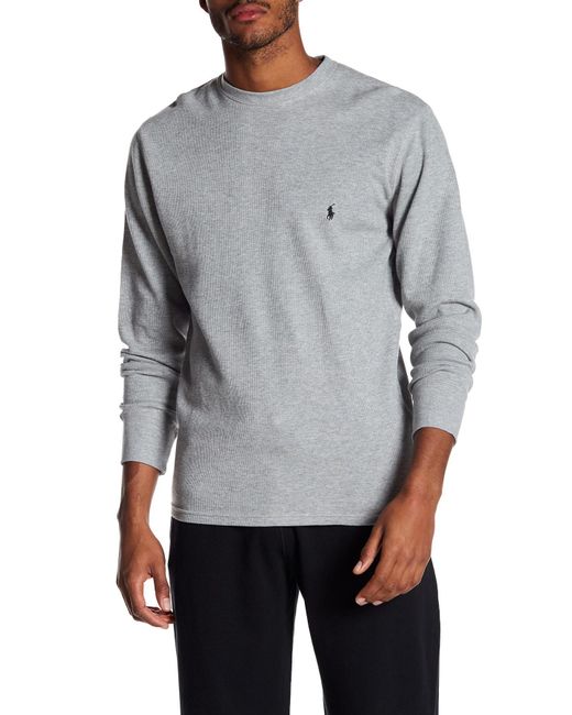 Polo ralph lauren Waffle Knit Long Sleeve Crew Neck Tee in Gray for Men ...