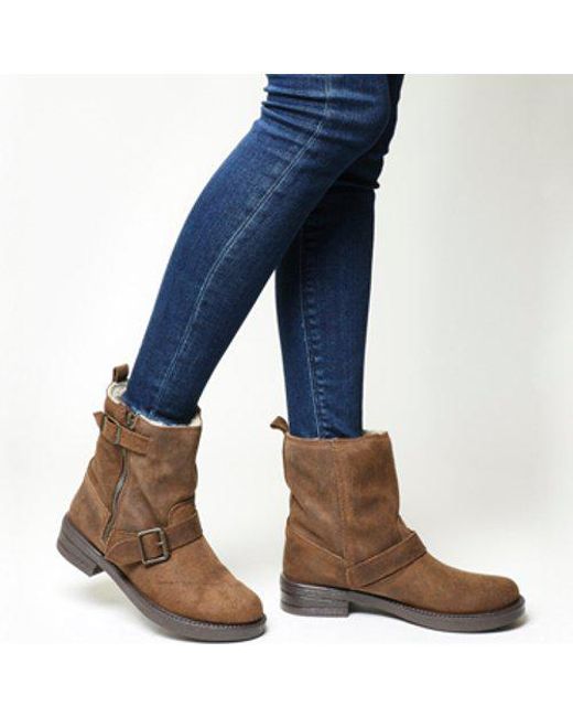 Lyst Office Lilo Buckle Biker Boots In Brown Office Brown Lilo Buckle Biker Boots Lyst