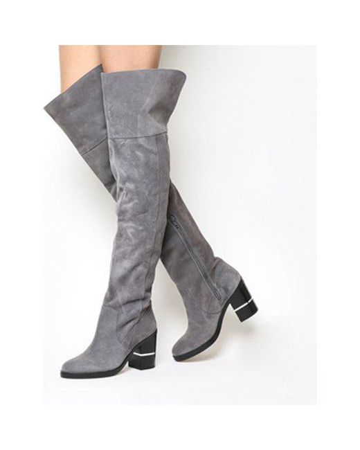 Lyst Office Elemental Over The Knee Boots In Gray Office Gray Elemental Over The Knee Boots Lyst