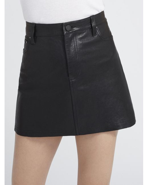 Alice + Olivia Amazing Leather Mini Skirt in Black - Lyst