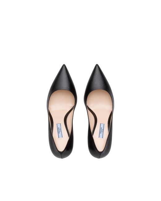 prada patent saffiano leather 85mm pumps