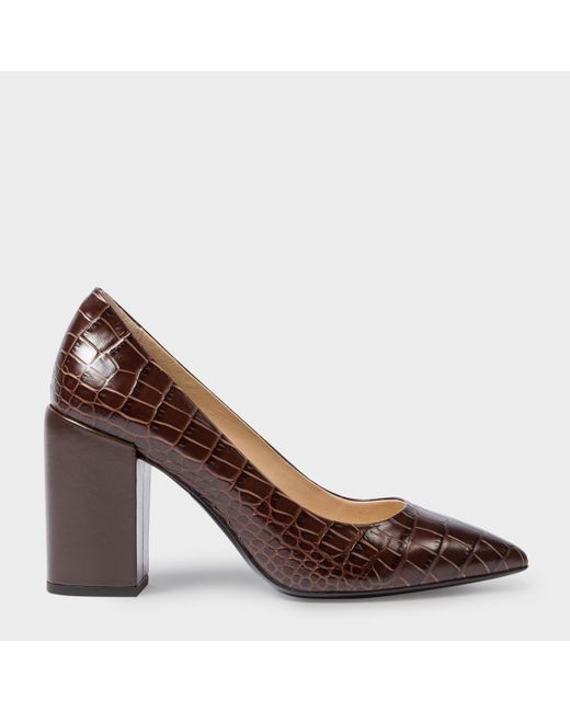 Download Paul smith Women's Brown Mock Croc Leather 'lin' Shoes in ...