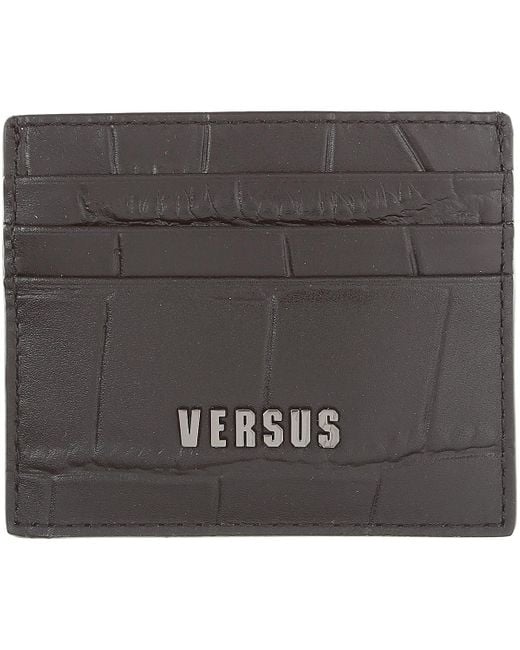Versace Leather Card Holder For Men On Sale in Black for Men - Lyst