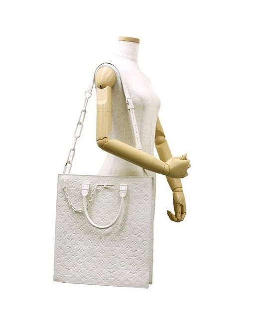 Lyst - Louis Vuitton Sac Plat Virgil Abloh Monogram White Leather Handbag Tote Bag [new] in White