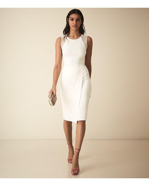 Reiss Knitted Bodycon Dress in White - Lyst