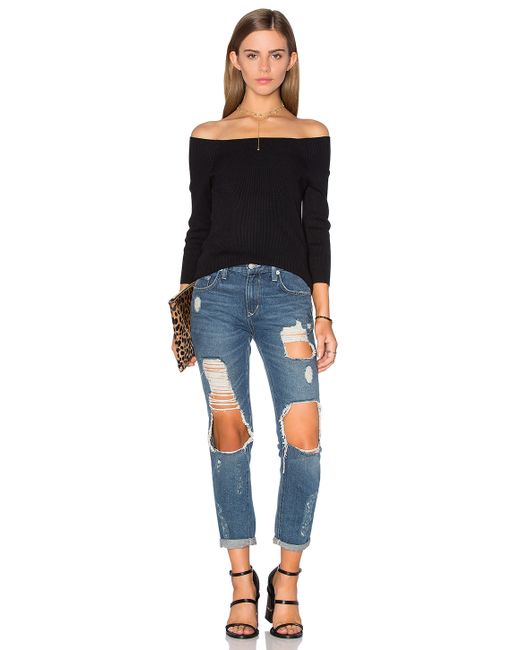 525 america 3/4 Sleeve Off Shoulder Jumper in Black | Lyst
