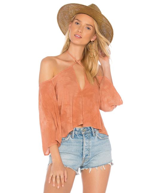 lyst blue top in orange lyst blue top in orange