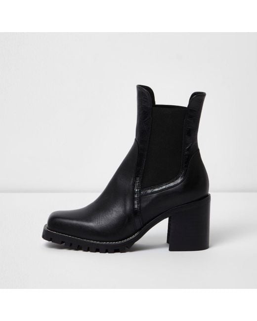 River Island Black Block Heel Cleated Sole Sandals River Island Black Block Heel Cleated Sole Sandals